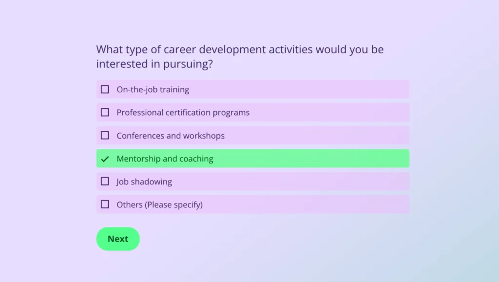 Career development survey template for employee growth planning