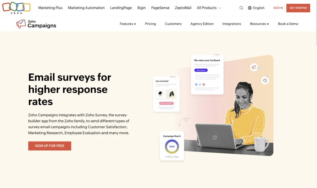 Zoho Survey email survey tool
