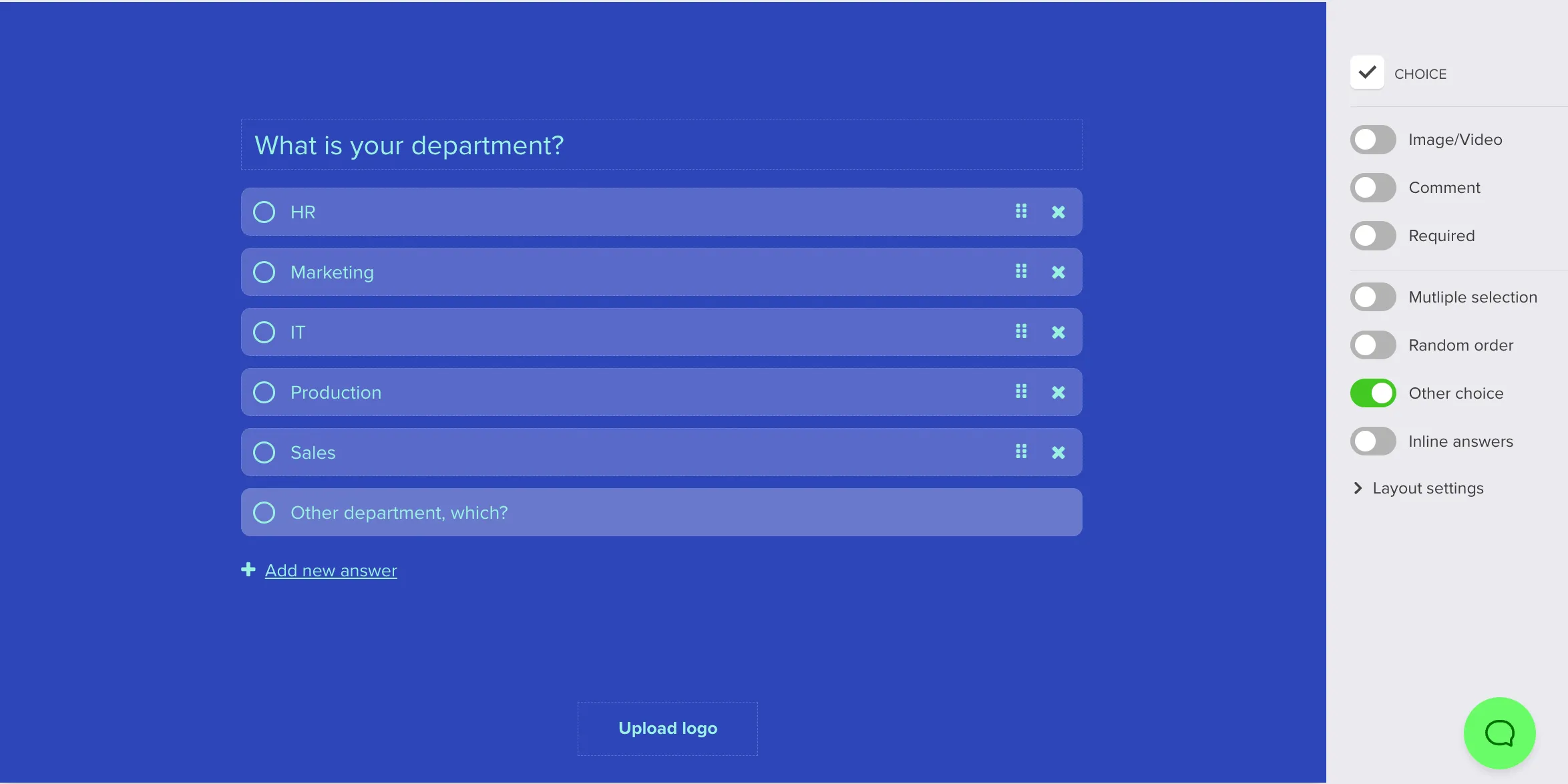 Choice question with Other option