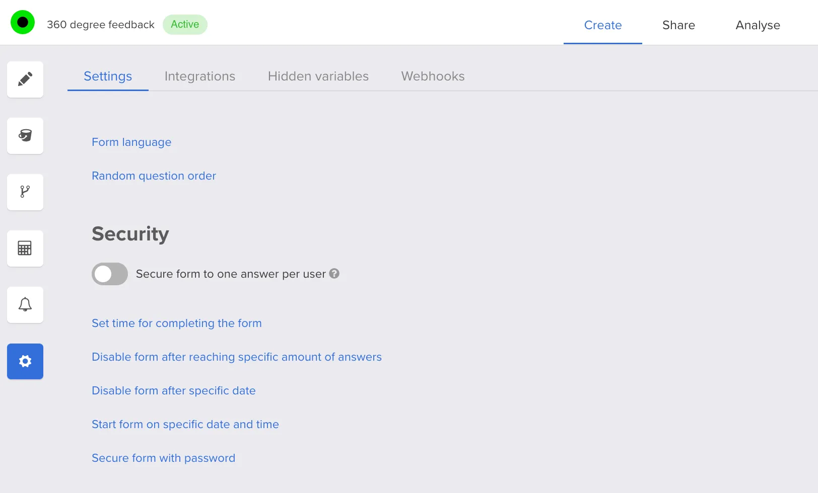 Response time settings