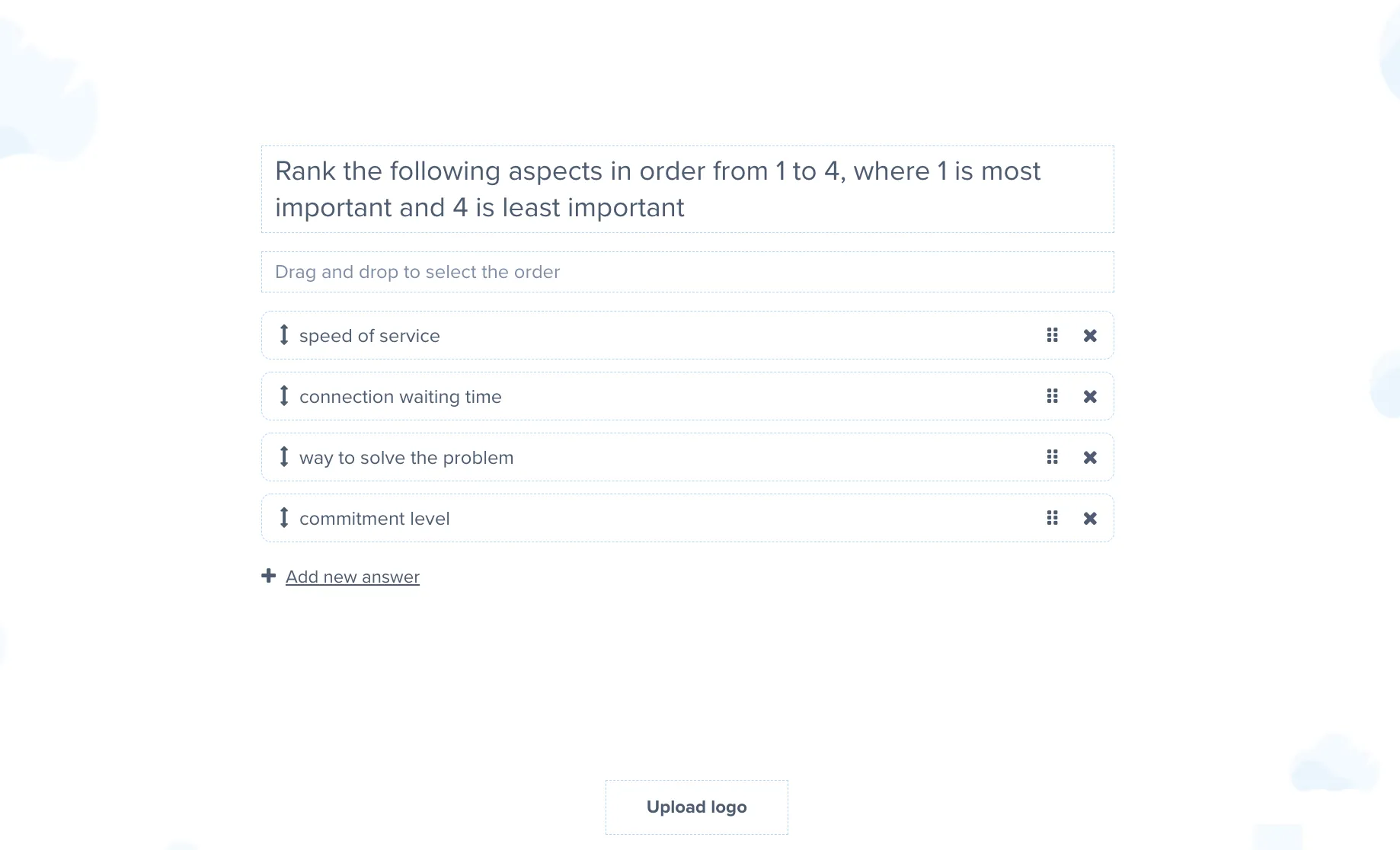 Ranking question example