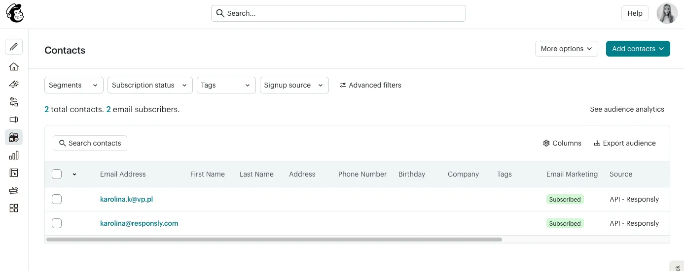 Mailchimp integration overview
