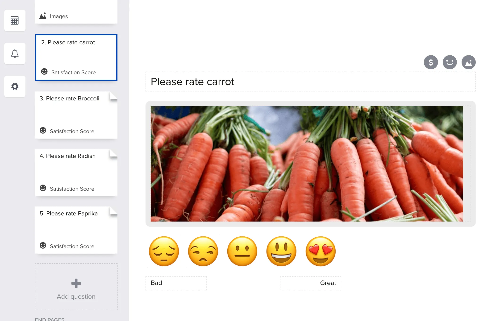 Rating questions list