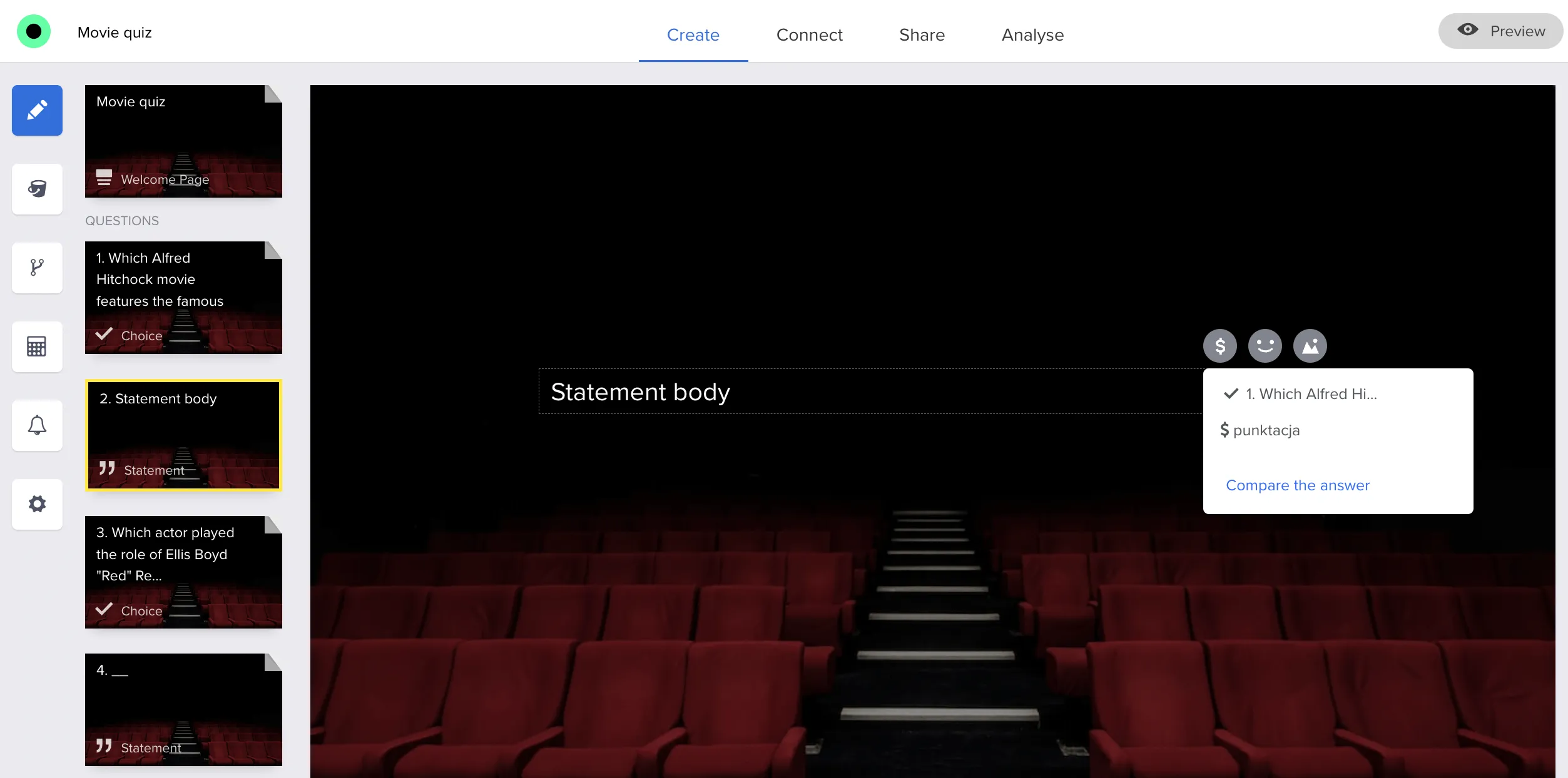 Compare answer insert