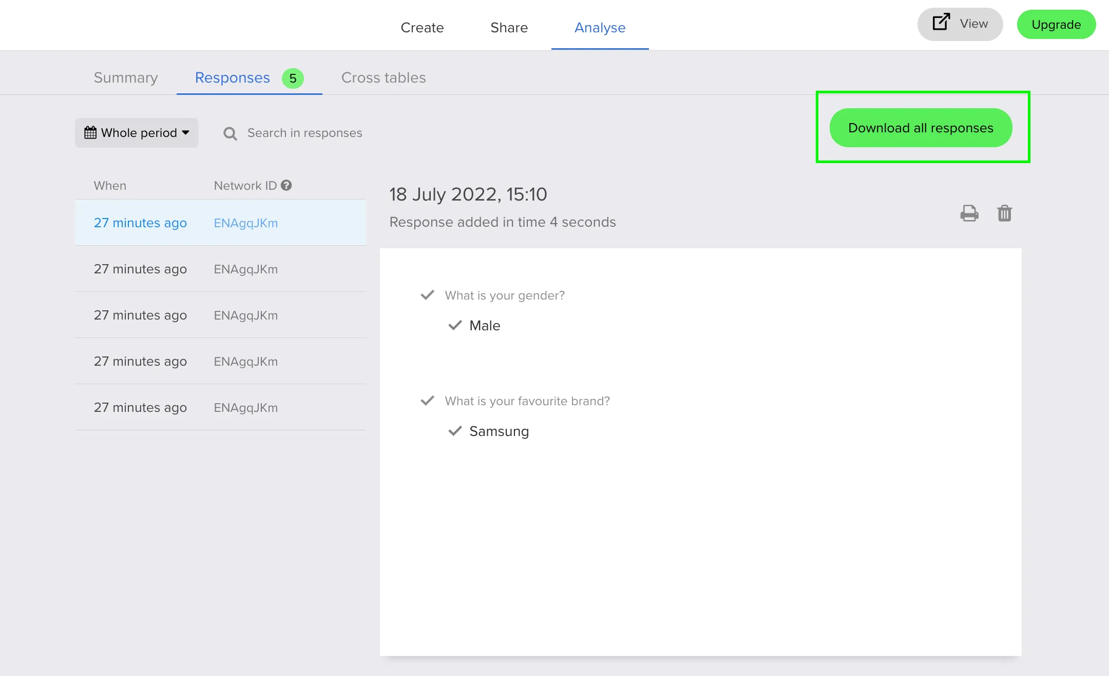 Download all responses