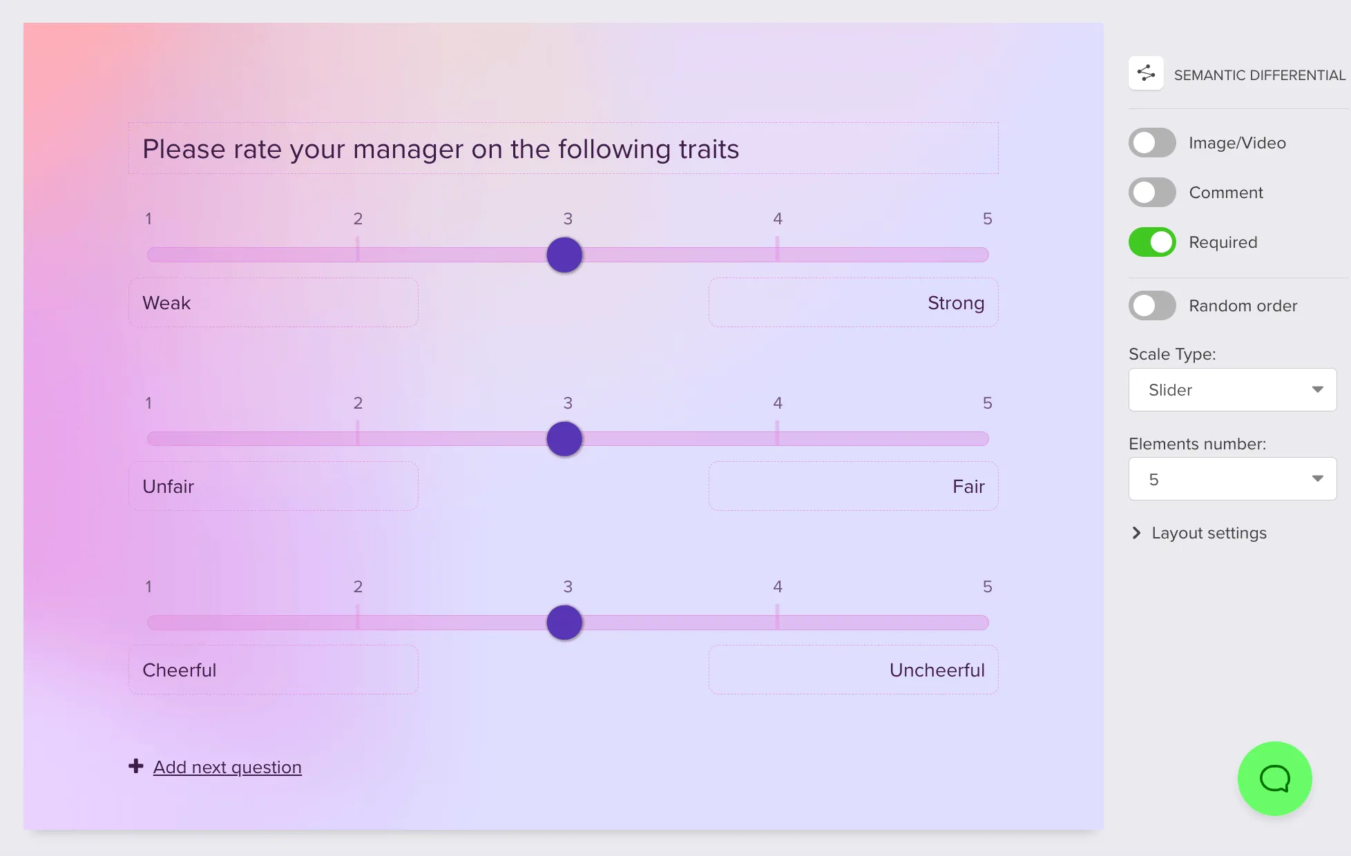 Semantic differential example