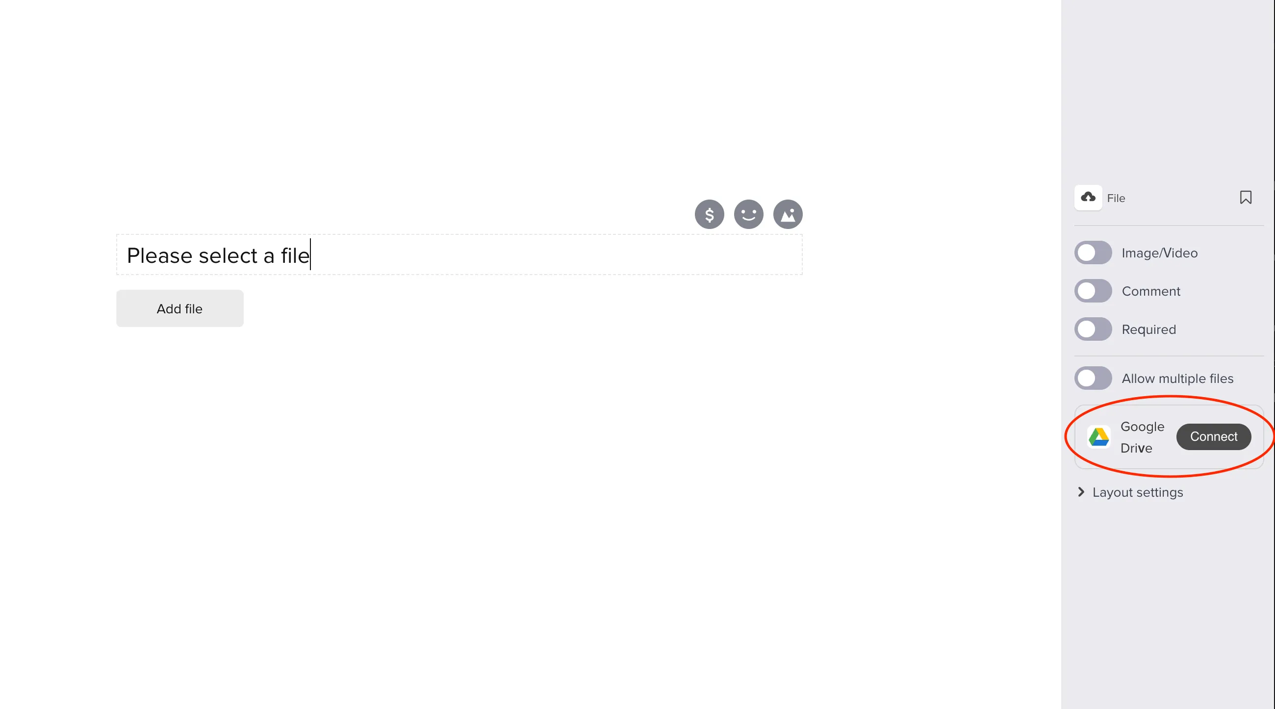 Connect File Upload question to Google Drive