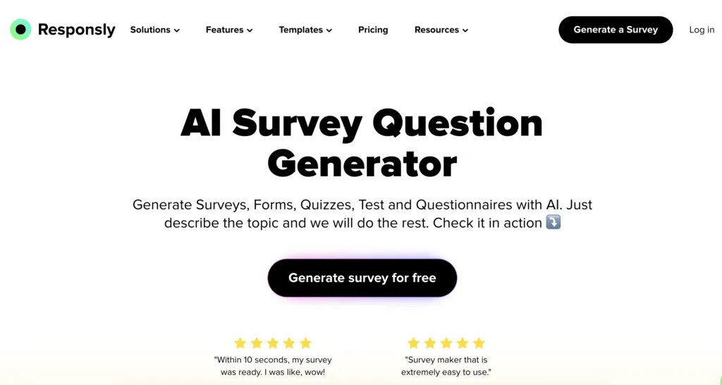 Responsly AI Survey Builder Interface