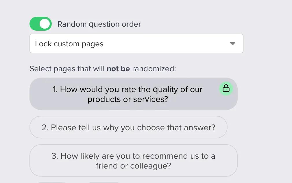 Lock custom pages: pick the pages that will not be randomized